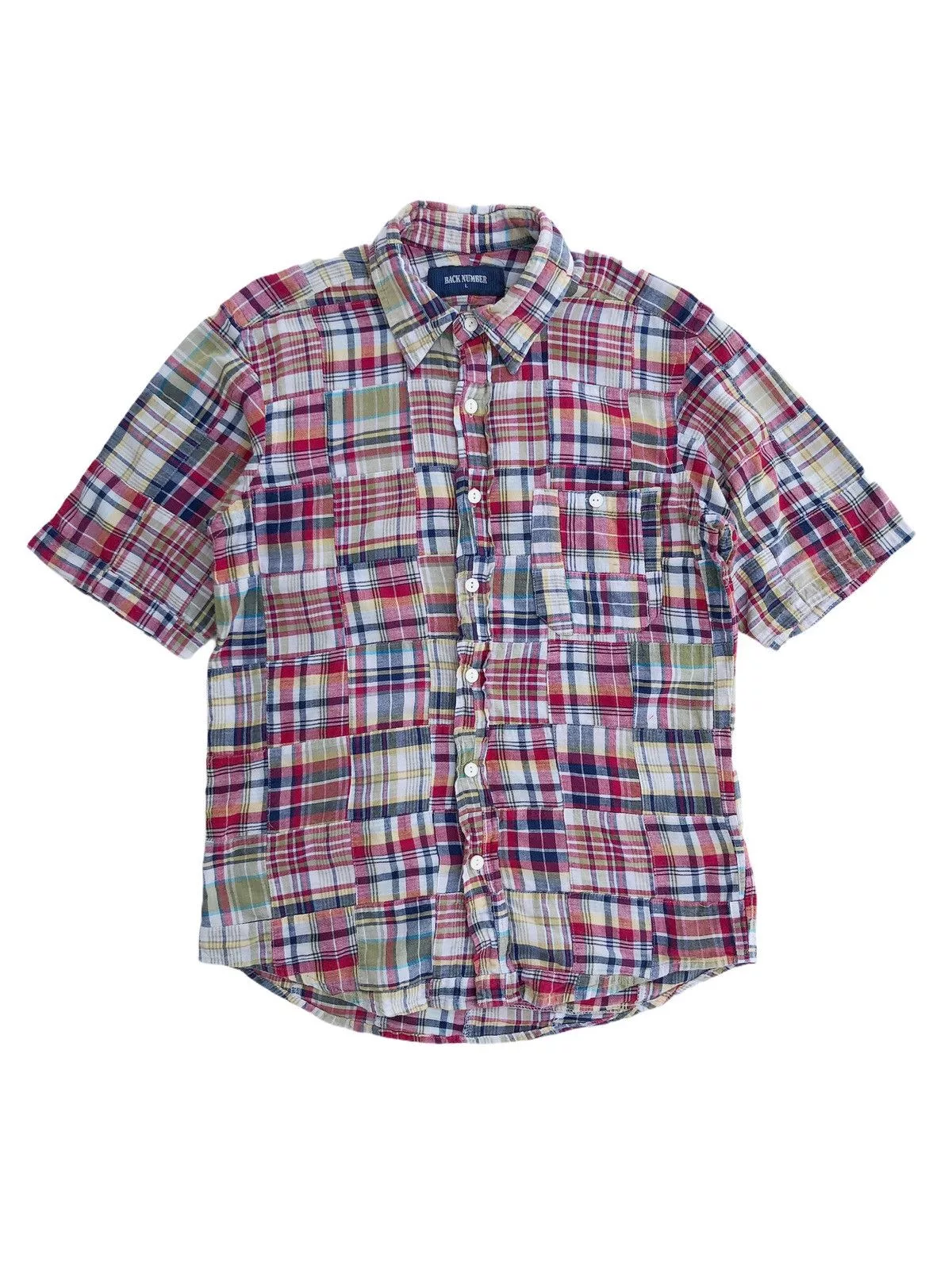 Japanese Brand Shirts Button Ups Japanese Brand Multicolour Patchwork Back Number Shirts