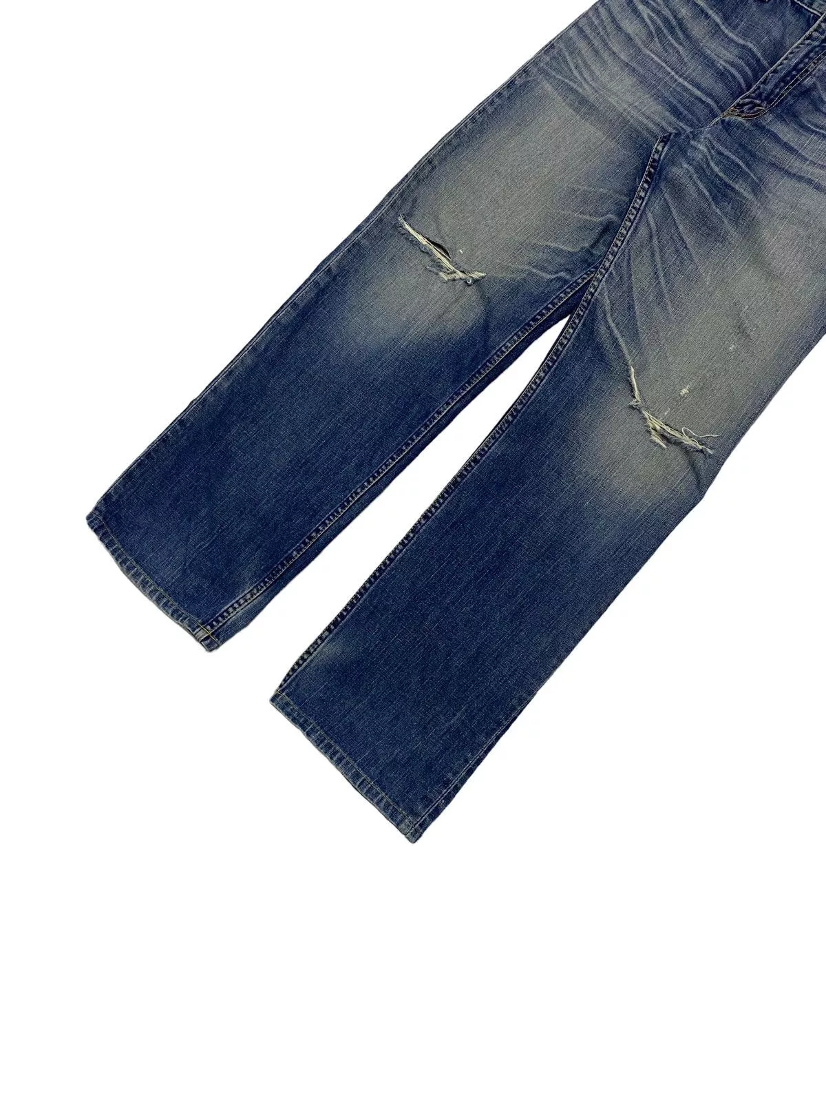 Levi's Denim Levi's Levis Strauss 703 Distressed Denim Blue Jean Mud Washed