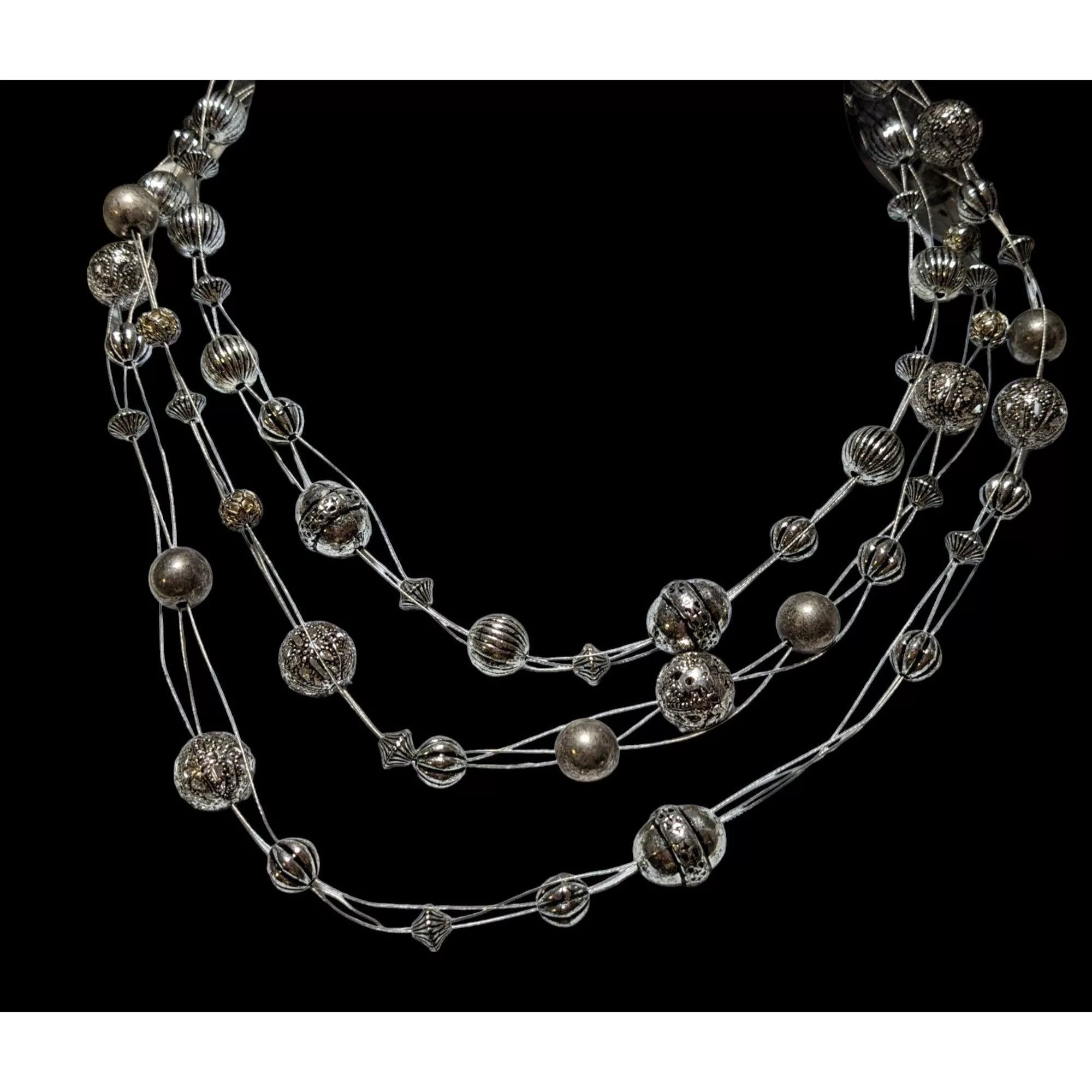 Other Necklaces Other Silver Beaded Floating Necklace