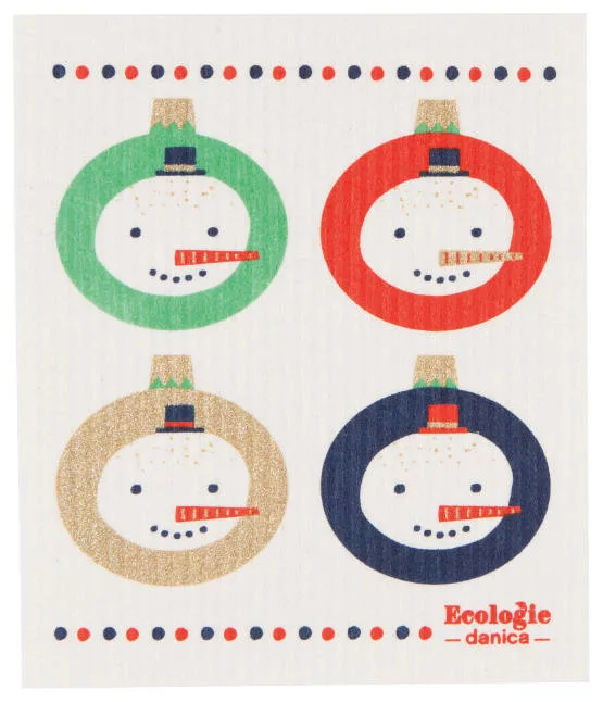 Snowman Ornament Swedish Dishcloth