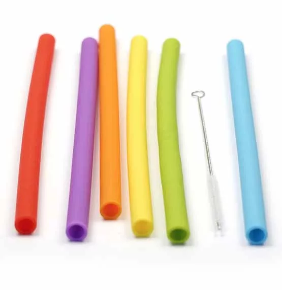 Silicone Smoothie Straws 4/set
