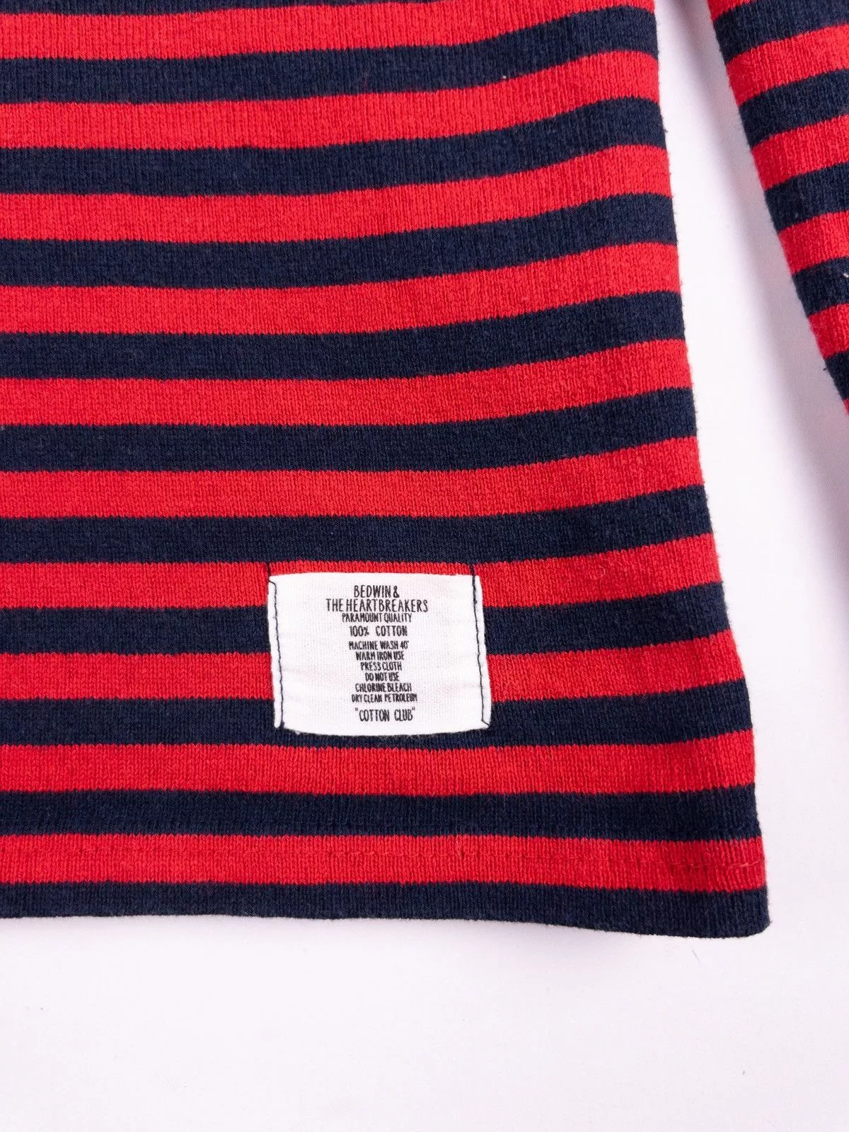 Bedwin & The Heartbreakers Long Sleeve T Shirts bedwin & the heartbreakers striped longsleeve t-shirt size L Red