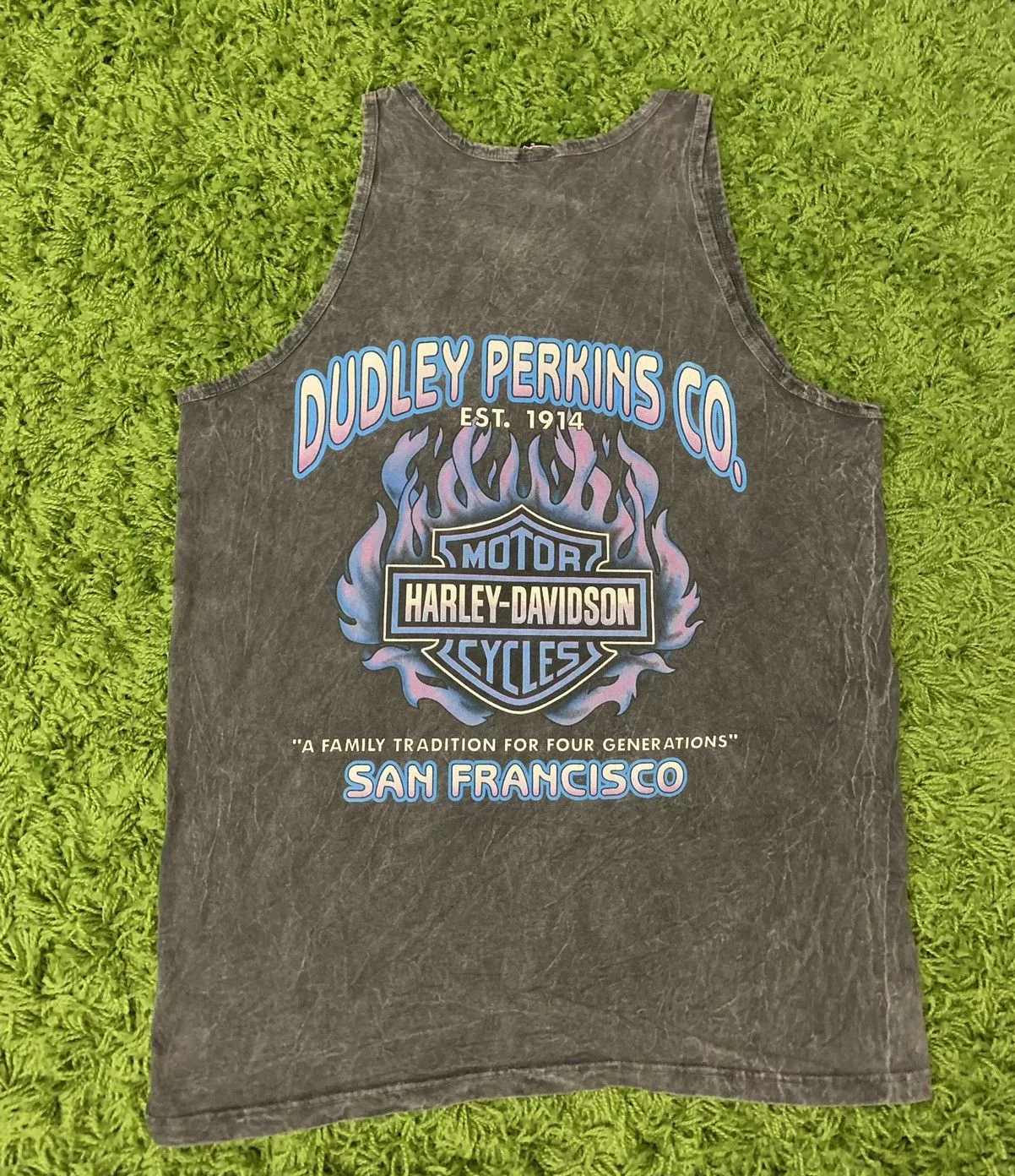 Harley Davidson Tank Tops Sleeveless Harley Davidson × Vintage Vintage Harley Davidson Motorcycle Flame Tank Top XL Gray