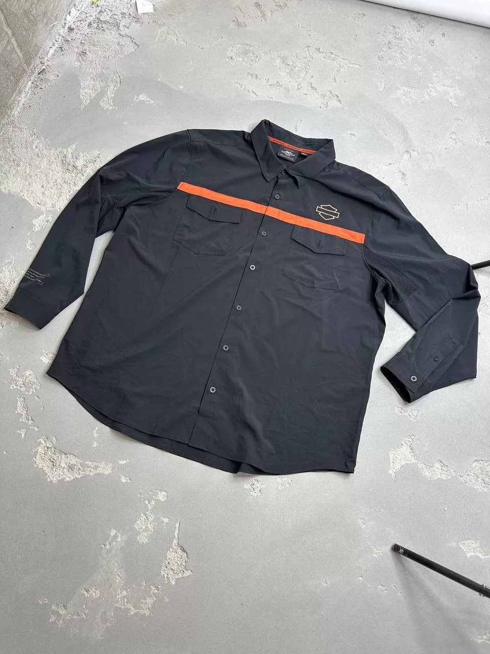 Harley Davidson Shirts Button Ups Harley Davidson × Vintage Vintage Embroidered Silk Harley Davidson Button Up Shirt Black
