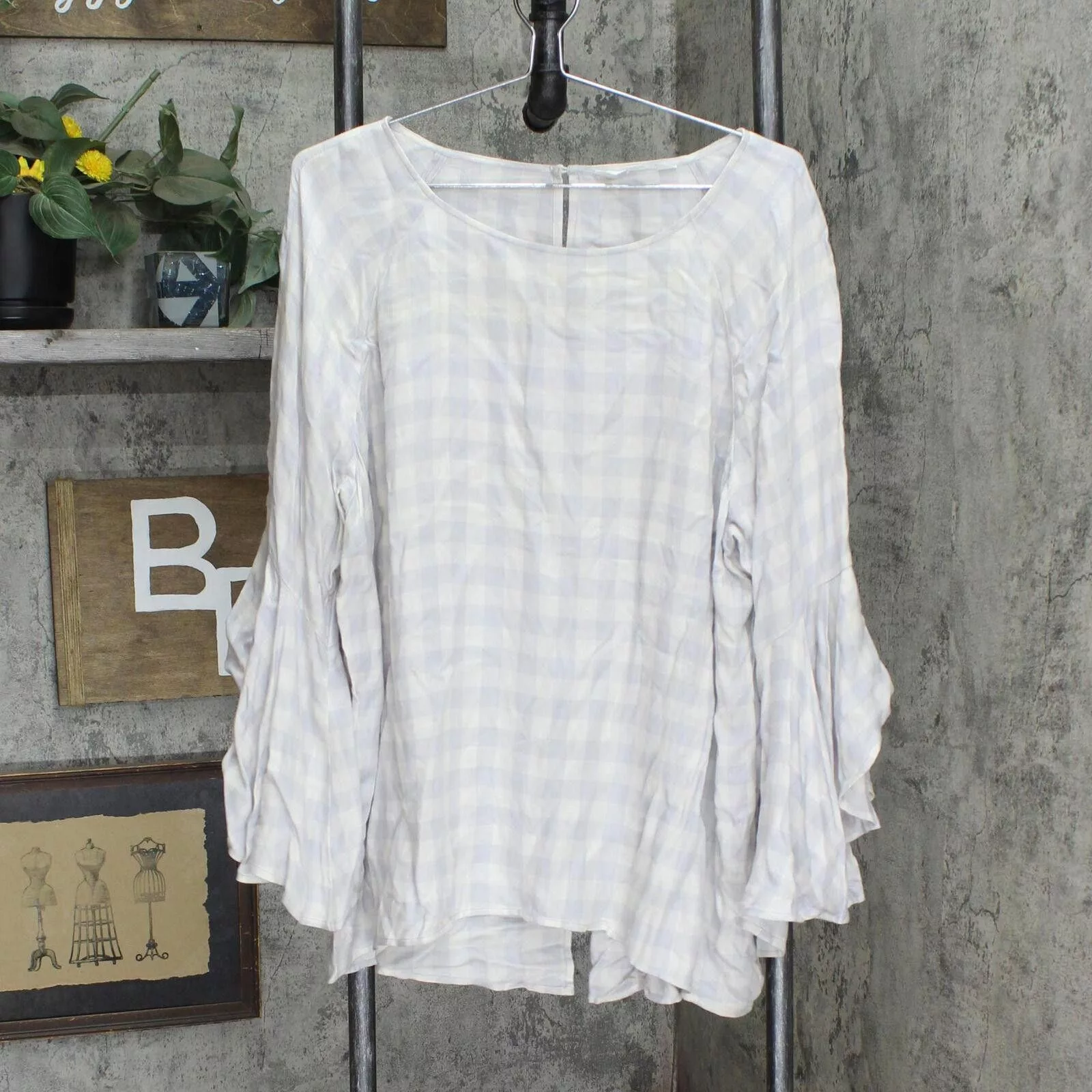 Designer Blouses Designer NEW Unbranded Comfy Shirt Top Gray / White See Measurements