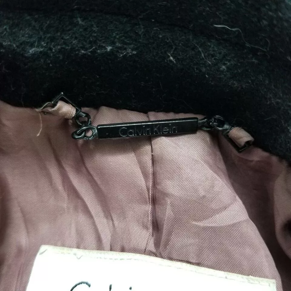 Calvin Klein Jackets Calvin Klein Coat Womens 2P Pockets Buttons Wool Jacket Black