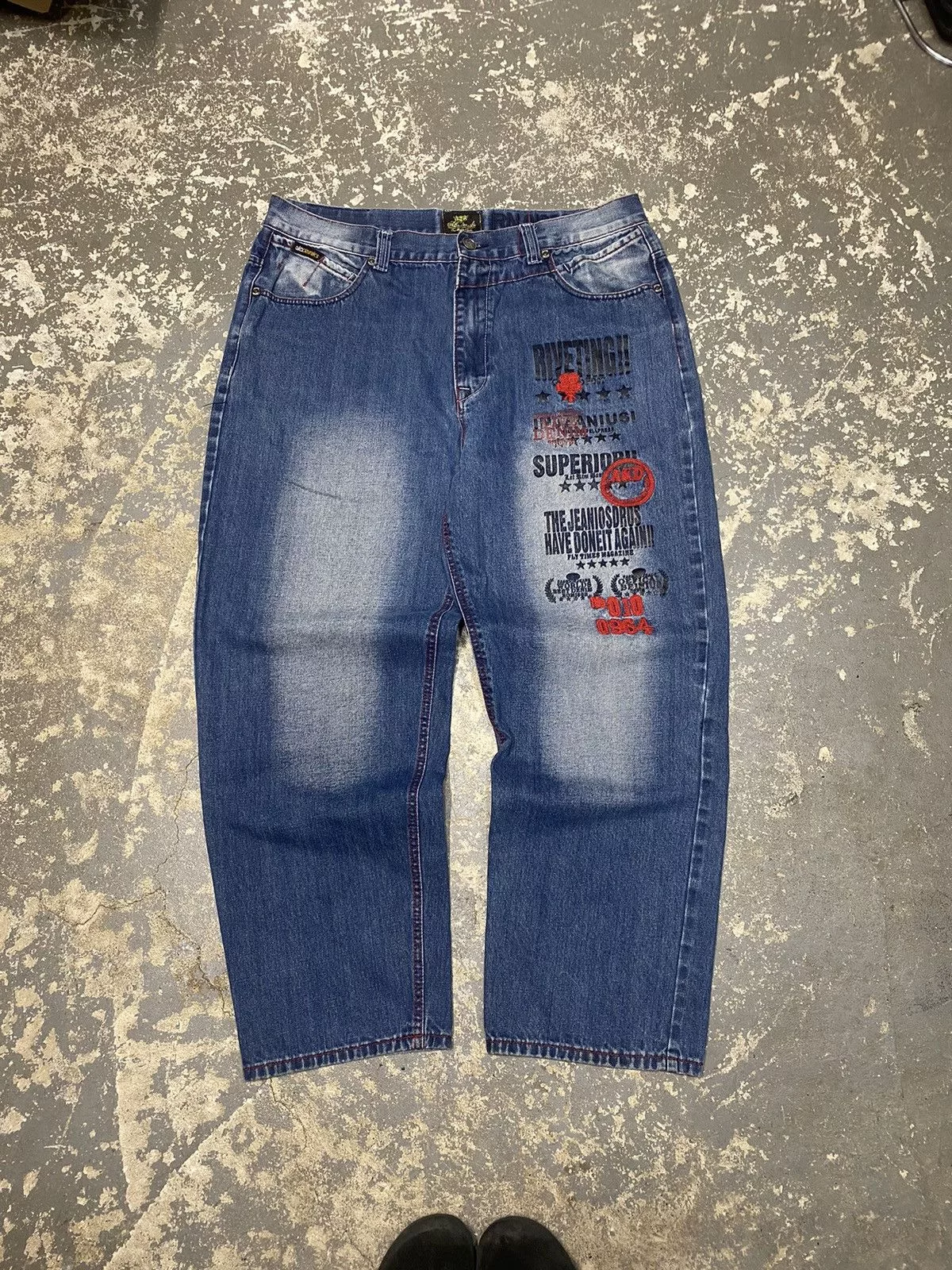 JNCO Denim JNCO × Southpole × Vintage Vintage Akademiks Embroidered Baggy Denim Jean Pants Blue