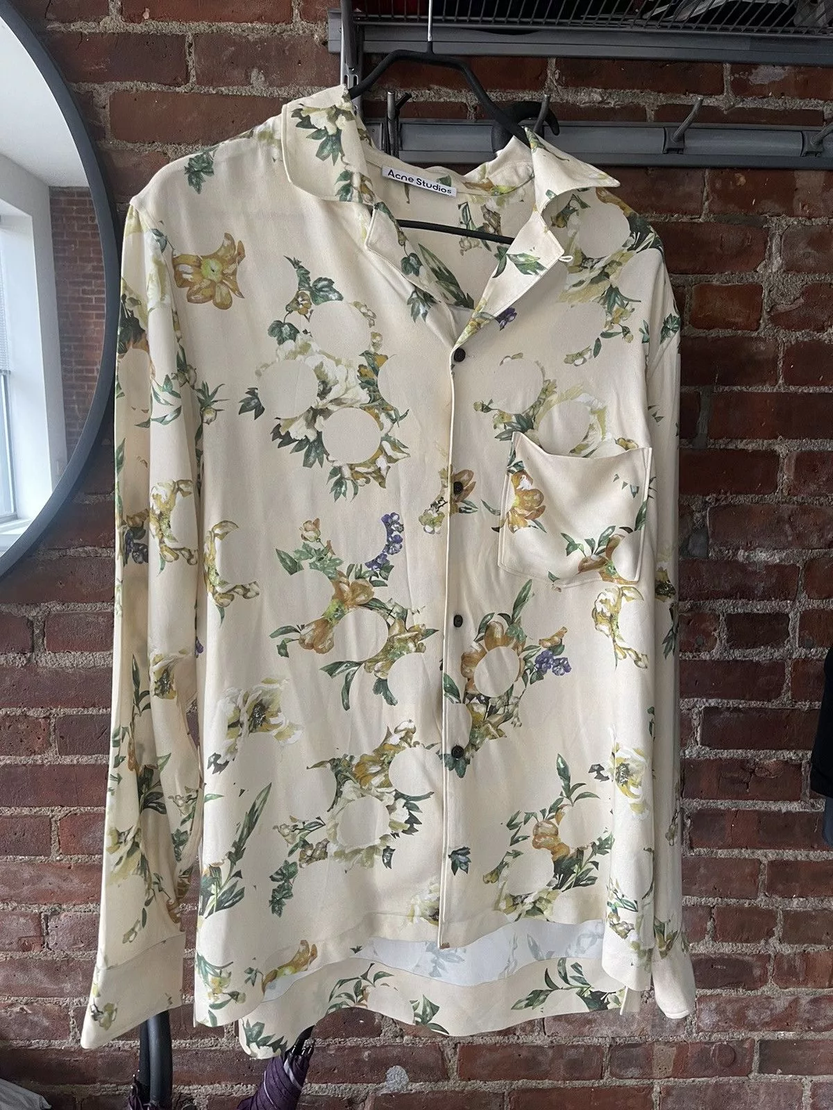 Acne Studios Shirts Button Ups Acne Studios Acne Studio Floral Polka Dot Shirt Beige