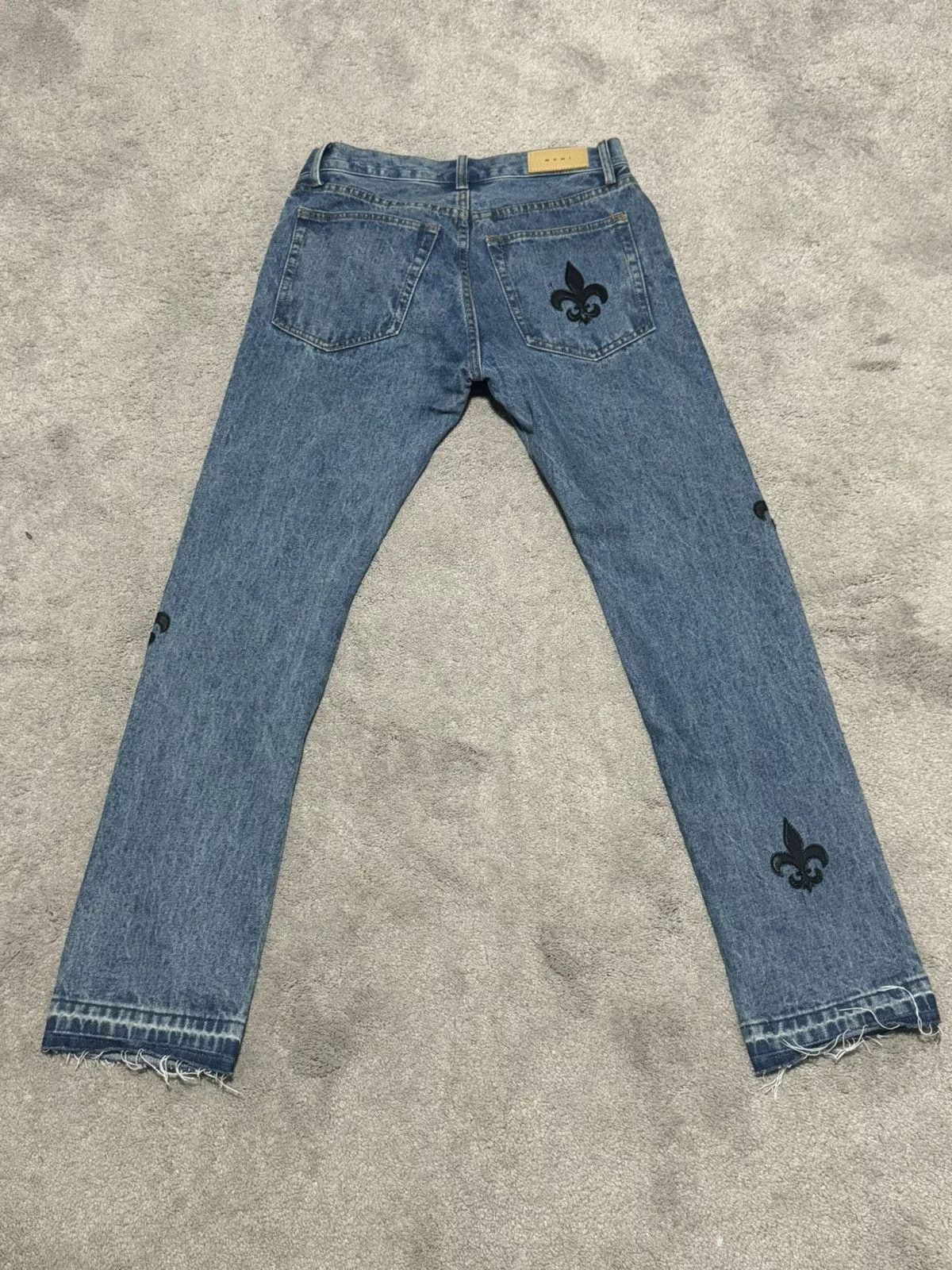 MNML Denim MNML Straight leg denim with leather patchwork Blue