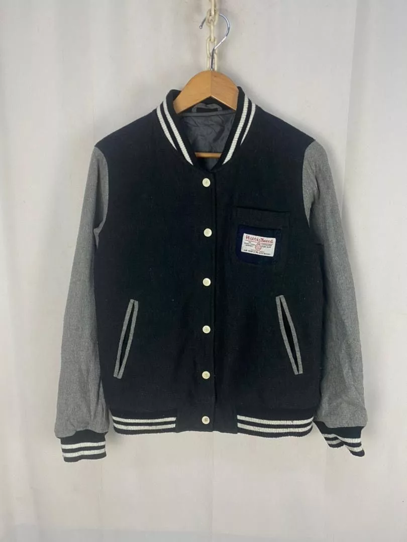 Harris Tweed Light Jackets Unisex🔥Harris tweed wool varsity jacket Gray Streetwear