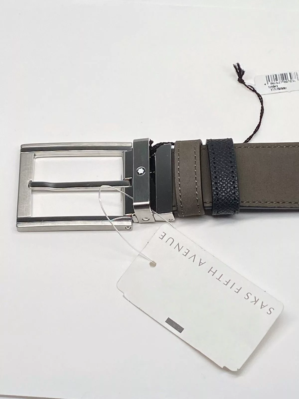 Montblanc Belts Montblanc Trapeze Adjustable & Reversible Leather Belt Gray
