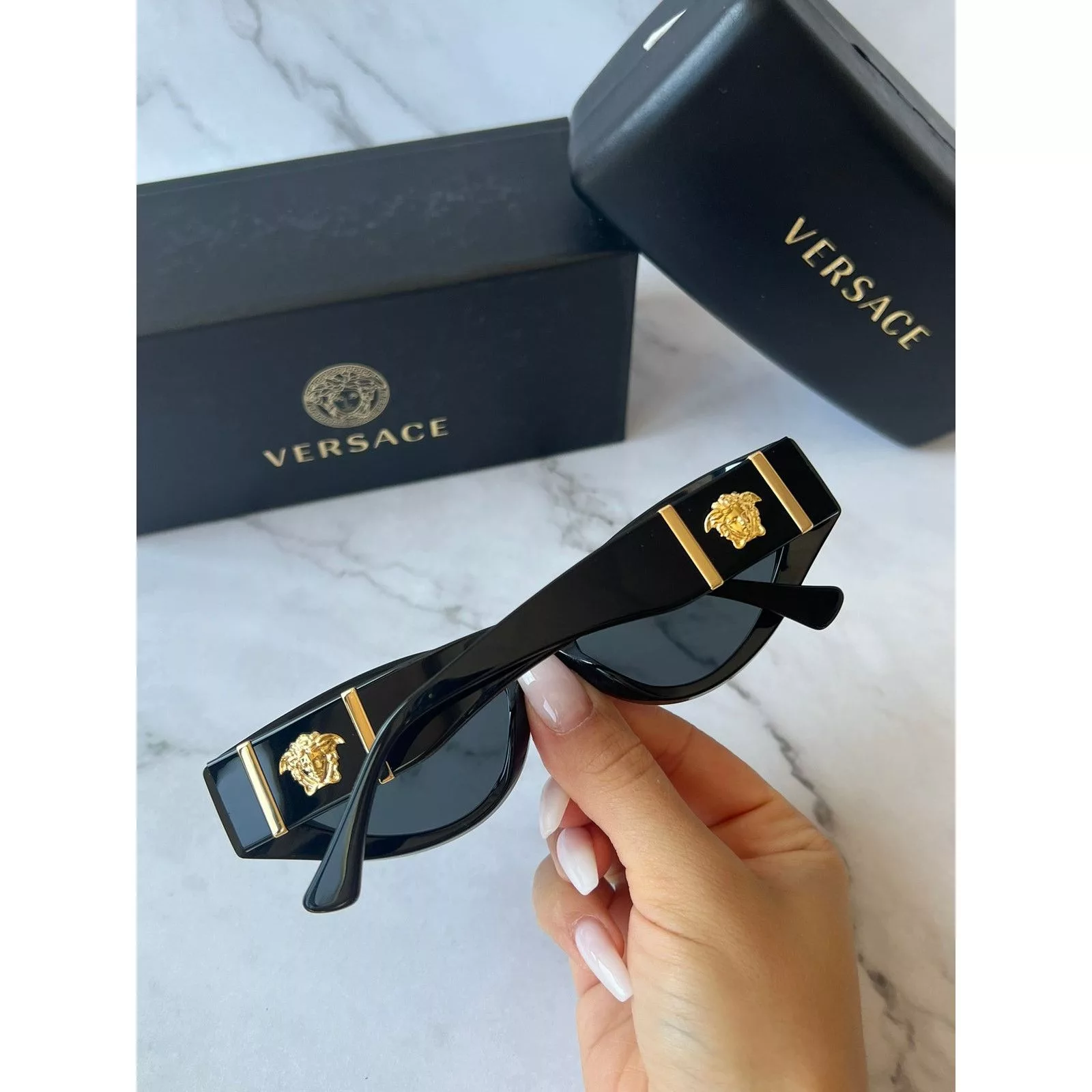 Versace Sunglasses Versace VE4454 Cat Eye Sunglasses in Black