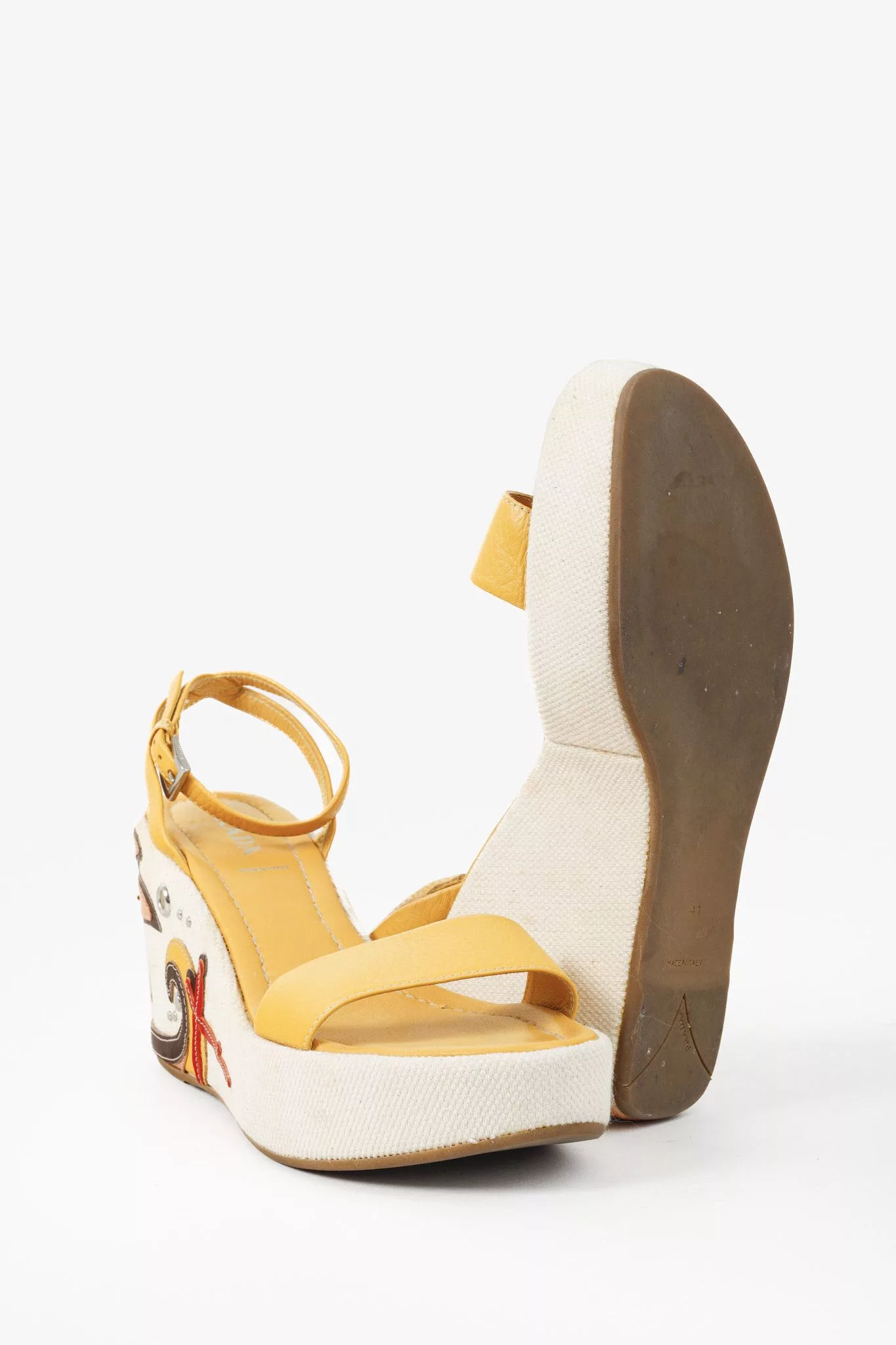 Prada Sandals Prada Yellow Platform Beach Theme Espadrille Sandals