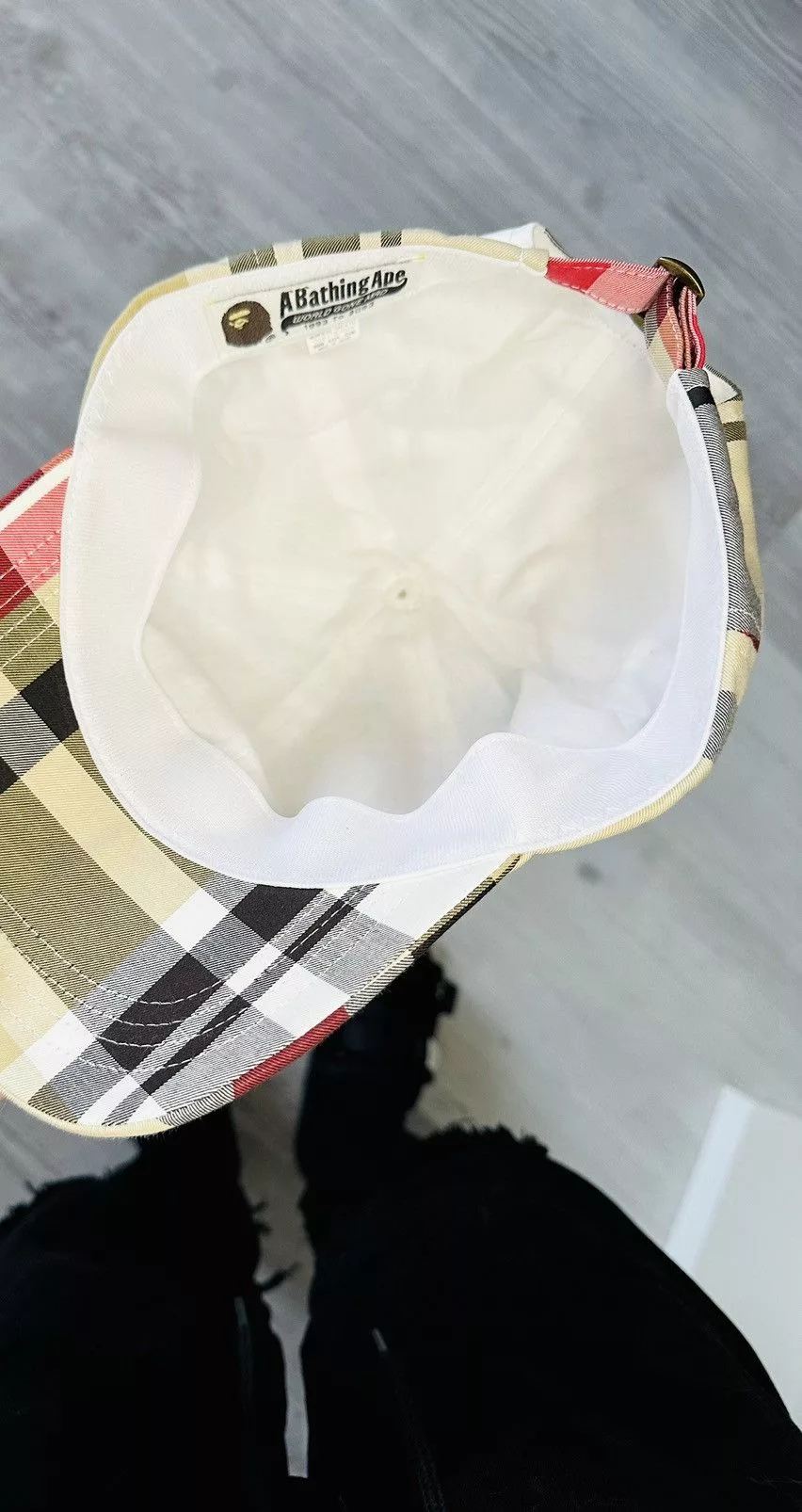 Bape Hats Bape Check Panel Cap Beige