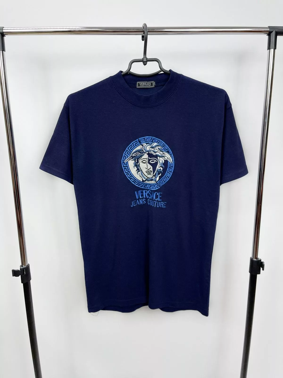 Versace Short Sleeve T Shirts Versace × Vintage Versace Jeans Couture T-Shirt Size S Blue Vintage 90s