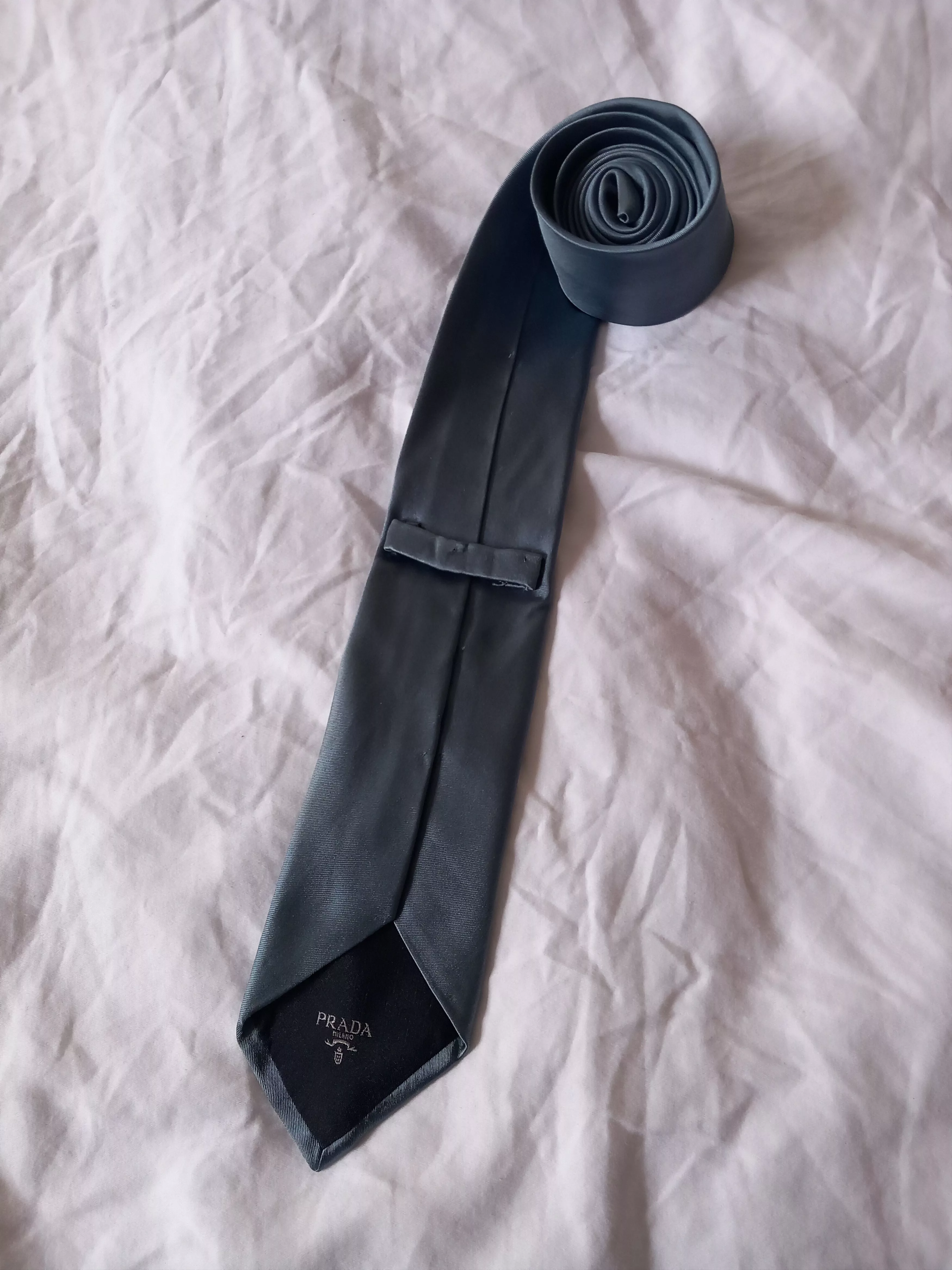 Prada Ties Pocketsquares Silk Prada Tie Blue