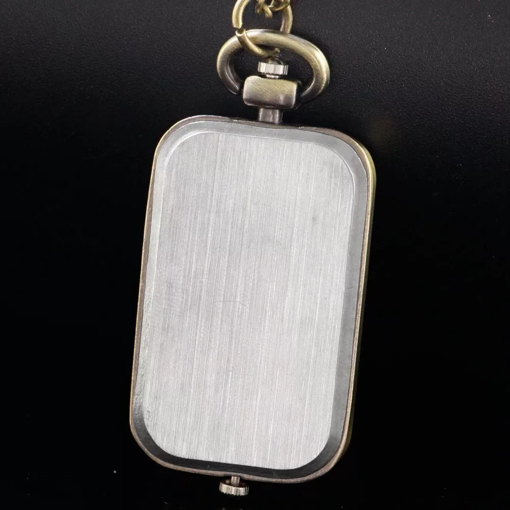 Other Miscellaneous Other Rectangular Design Pocket Watch Pendant Chain Silver