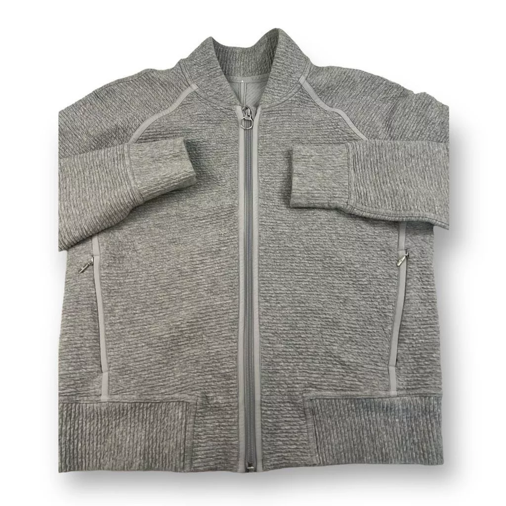Lululemon Jackets Lululemon On Repeat Ribbed Bomber Full Zip Jacket Size 8 Gray
