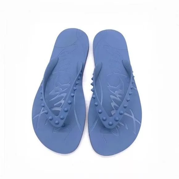 Christian Louboutin Sandals Christian Louboutin Super Loubi studded rubber flip flops in blue