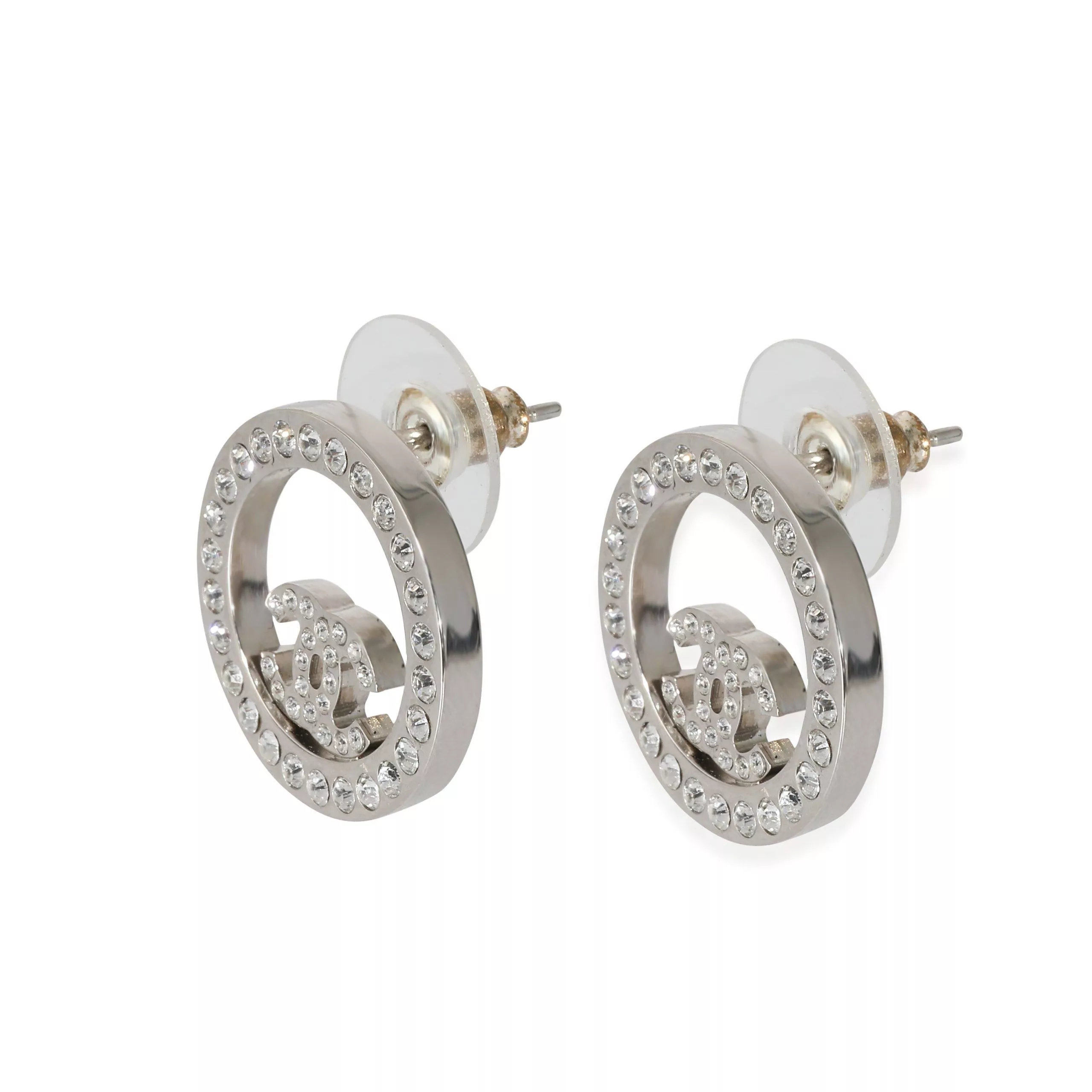 Chanel Rings Silver Tone Chanel 2021 CC Strass Earrings