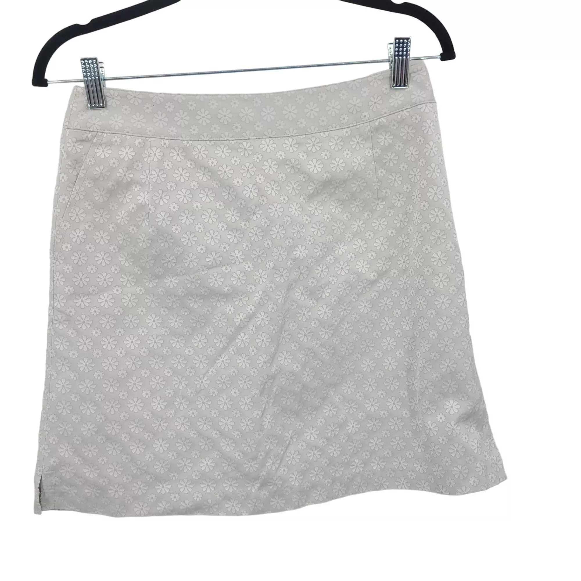 BUGATCHI Mini Skirts Bugatchi Skirt Skort 4 Silver White Floral Stretch Pockets