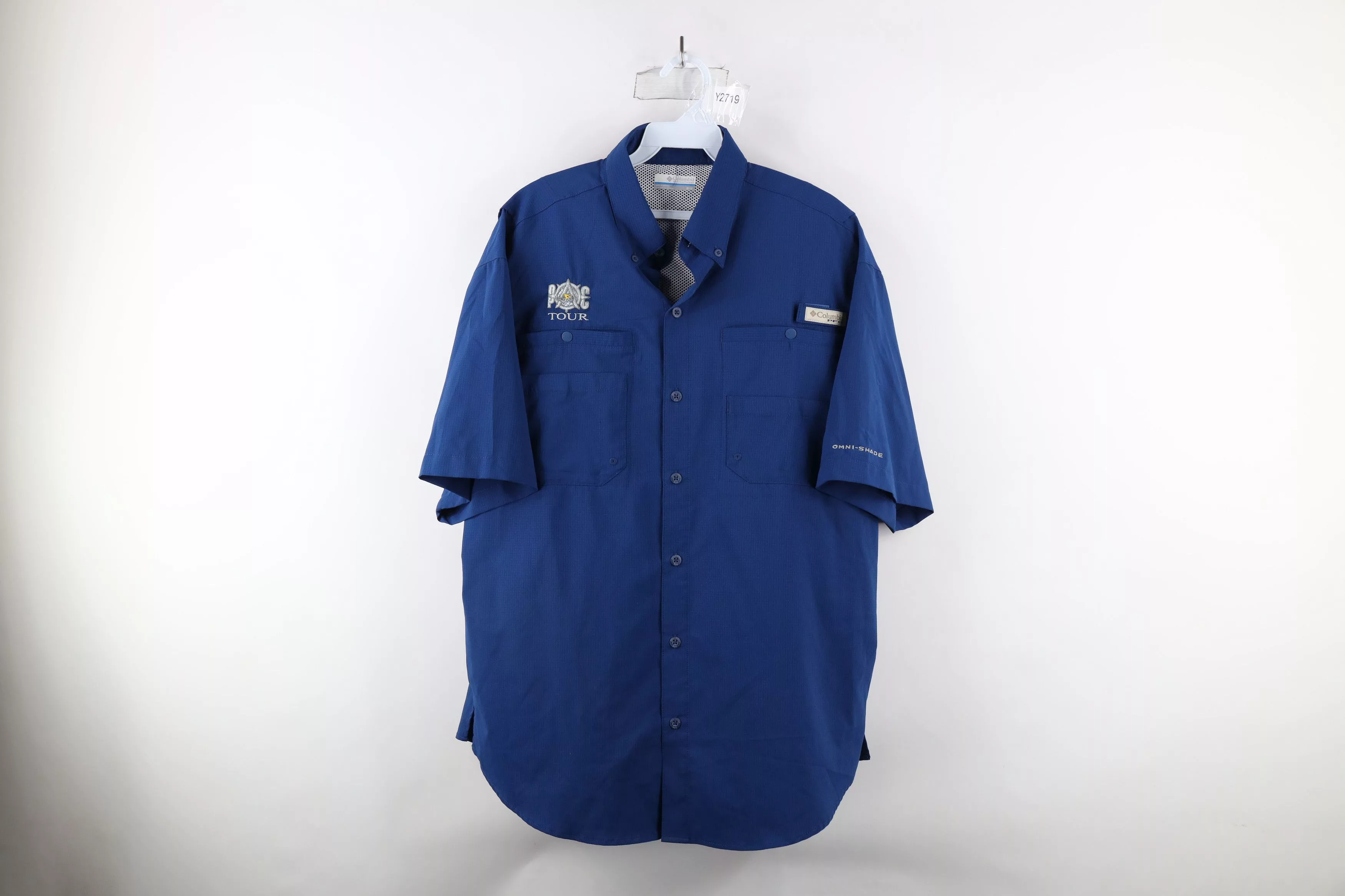 Columbia Shirts Button Ups Columbia × Vintage Columbia PFG Out PAC Tour Cycling Short Sleeve Button Shirt Blue