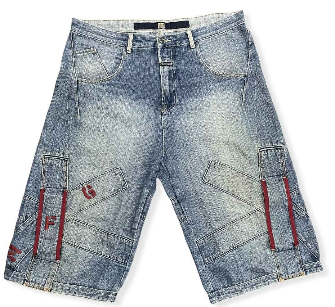 Marithe + Francois Girbaud Denim Marithe + Francois Girbaud MFG Denim Shirt Embroidery Square Iconic Logo Pocket Blue