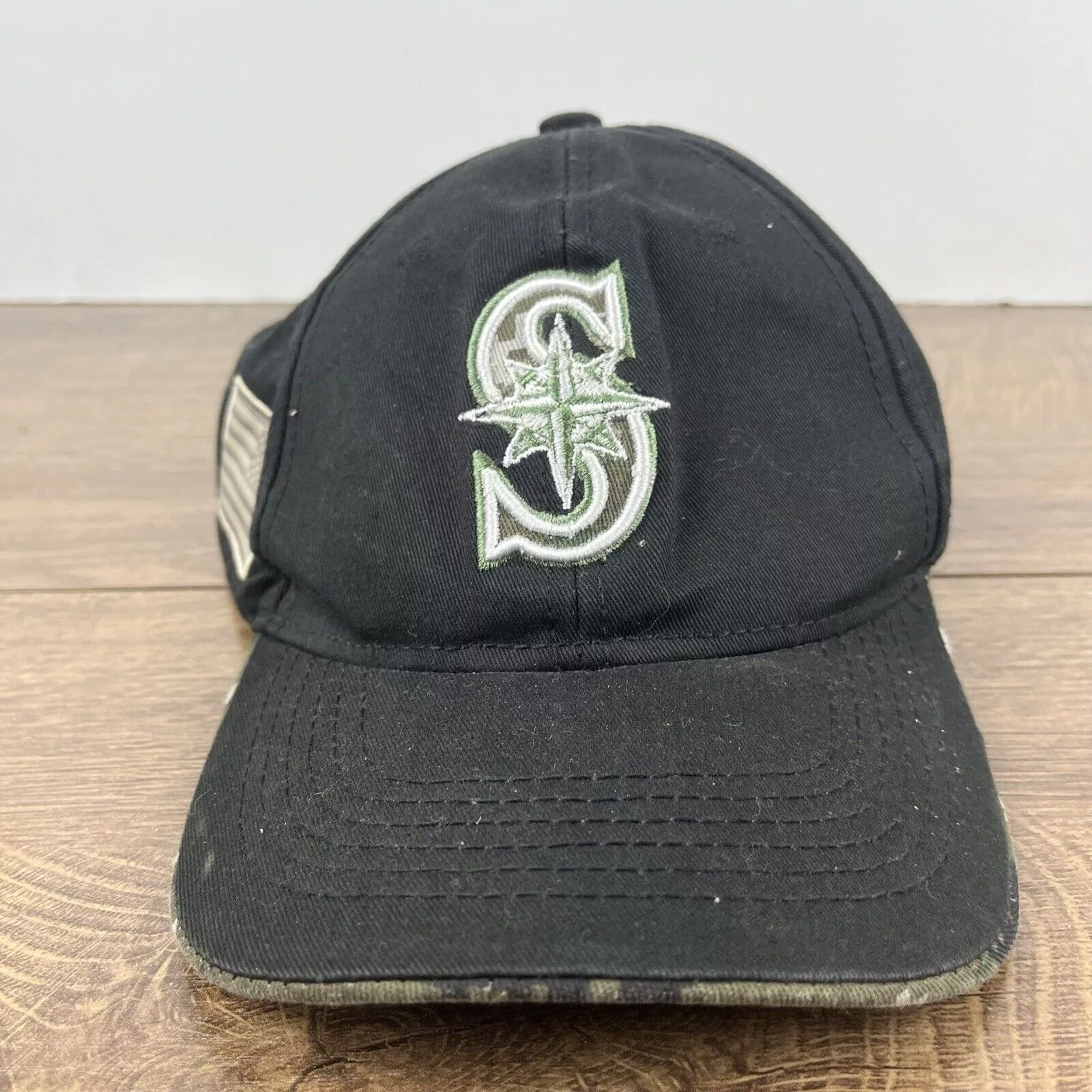 Other Hats Other Seattle Mariners MLB Hat USA Flag Patch Black Hat Adjustable