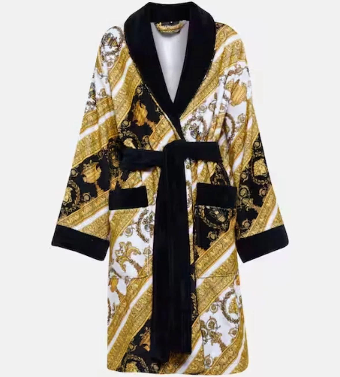 Versace Miscellaneous Versace Light Gold/Black Baroque Print Robe