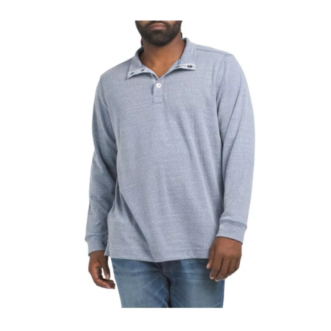 Tommy Bahama Sweaters Knitwear Tommy Bahama Mens Blue Half Snap Mock Neck Sweatshirt Sz XLT