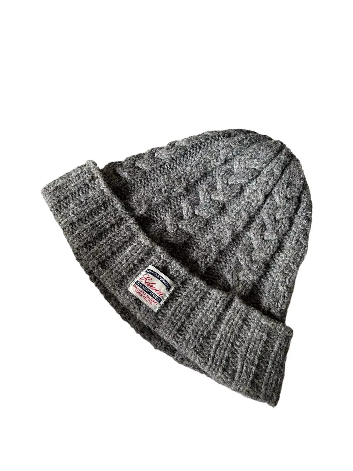 Edwin Hats Edwin × Japanese Brand Vintage Edwin Crochet Knitted Beanie Hats Gray Streetwear