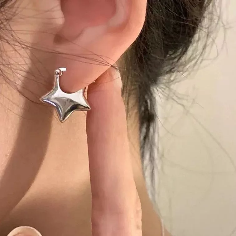 Jewelry Earrings Jewelry Star Stud Earrings Silver Streetwear