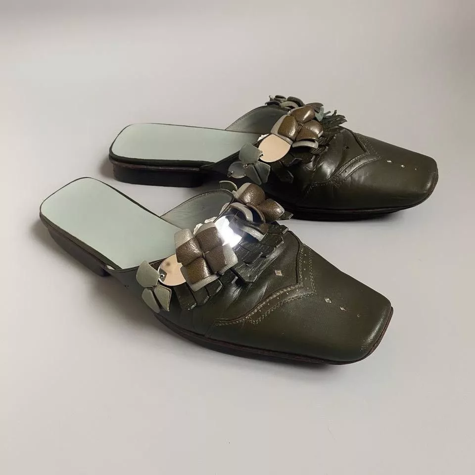Prada Flats Prada × Vintage prada spring/summer 1999 sabots Green