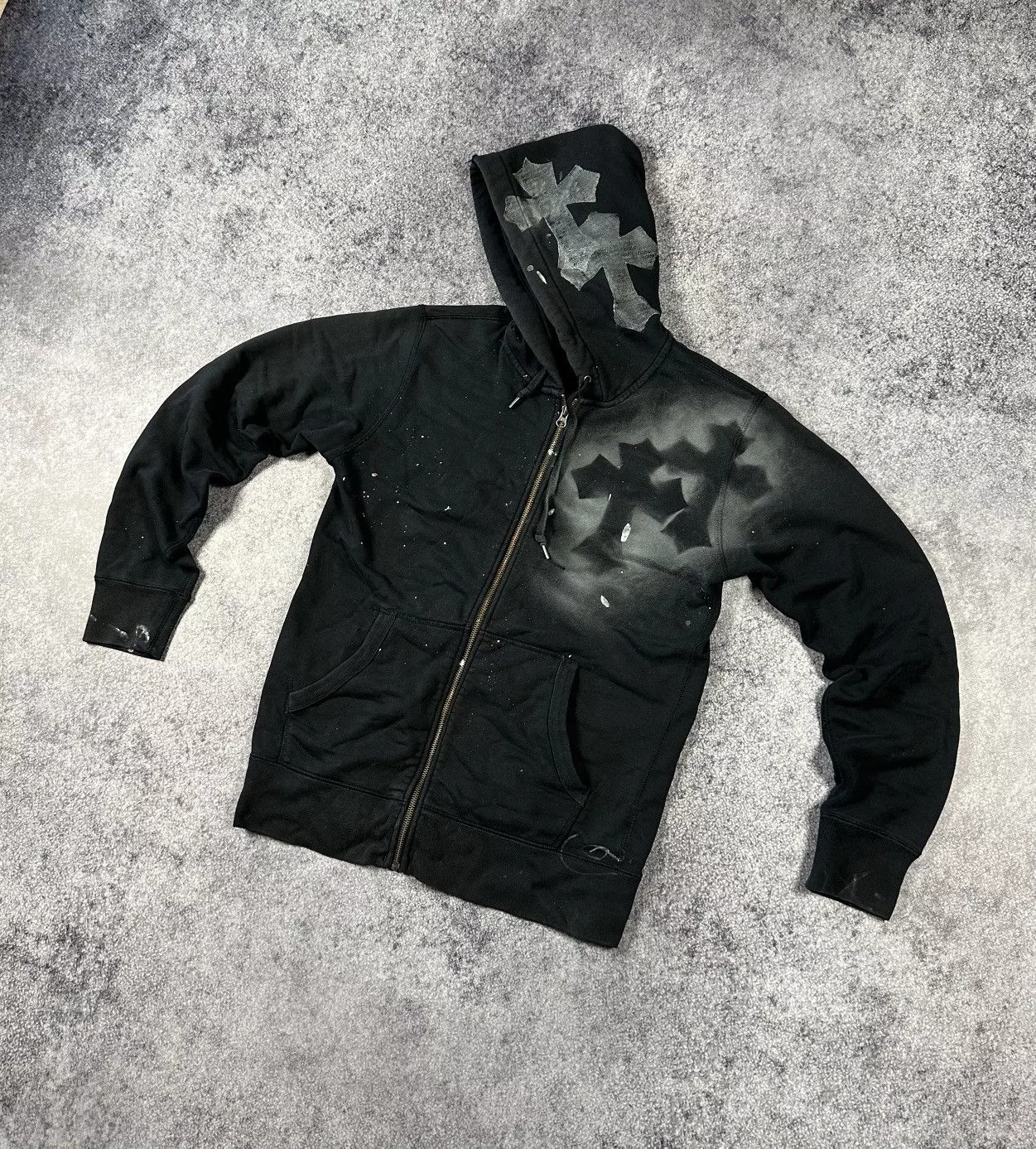 Other Sweatshirts Hoodies Other Y2K Avant Garde Cross Zip Up Hoodie Streetwear Rare Custom Black Avant-Garde
