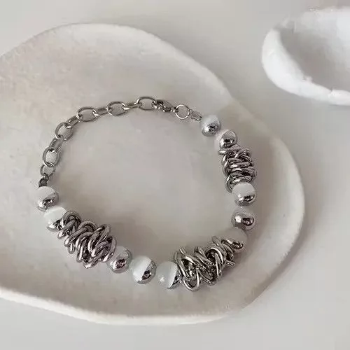 Other Bracelets Other Metal Tie Knot Chain Bracelet Silver Streetwear