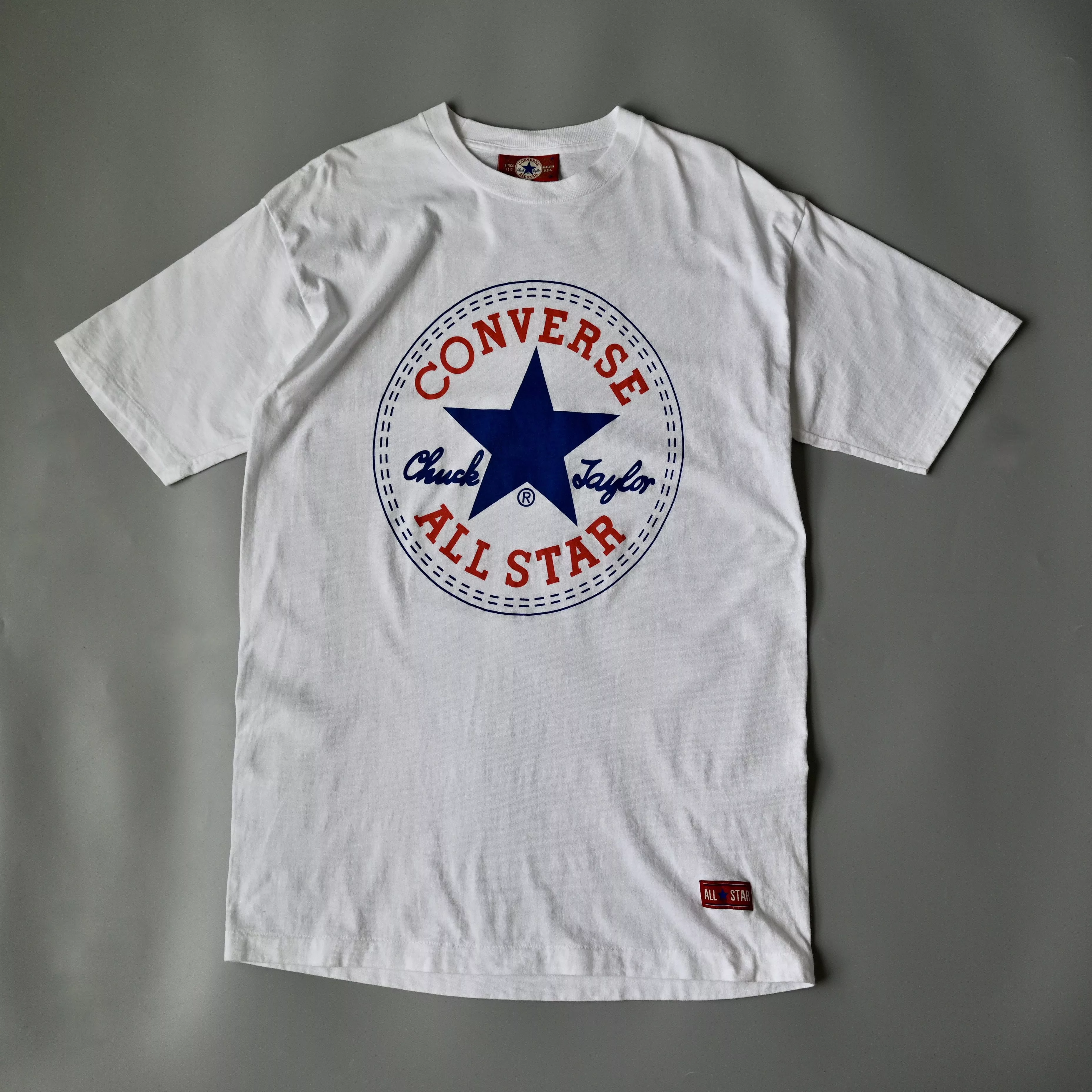 Converse Short Sleeve T Shirts VTG 1990s CONVERSE ALL STAR logo T-shirt made in USA White