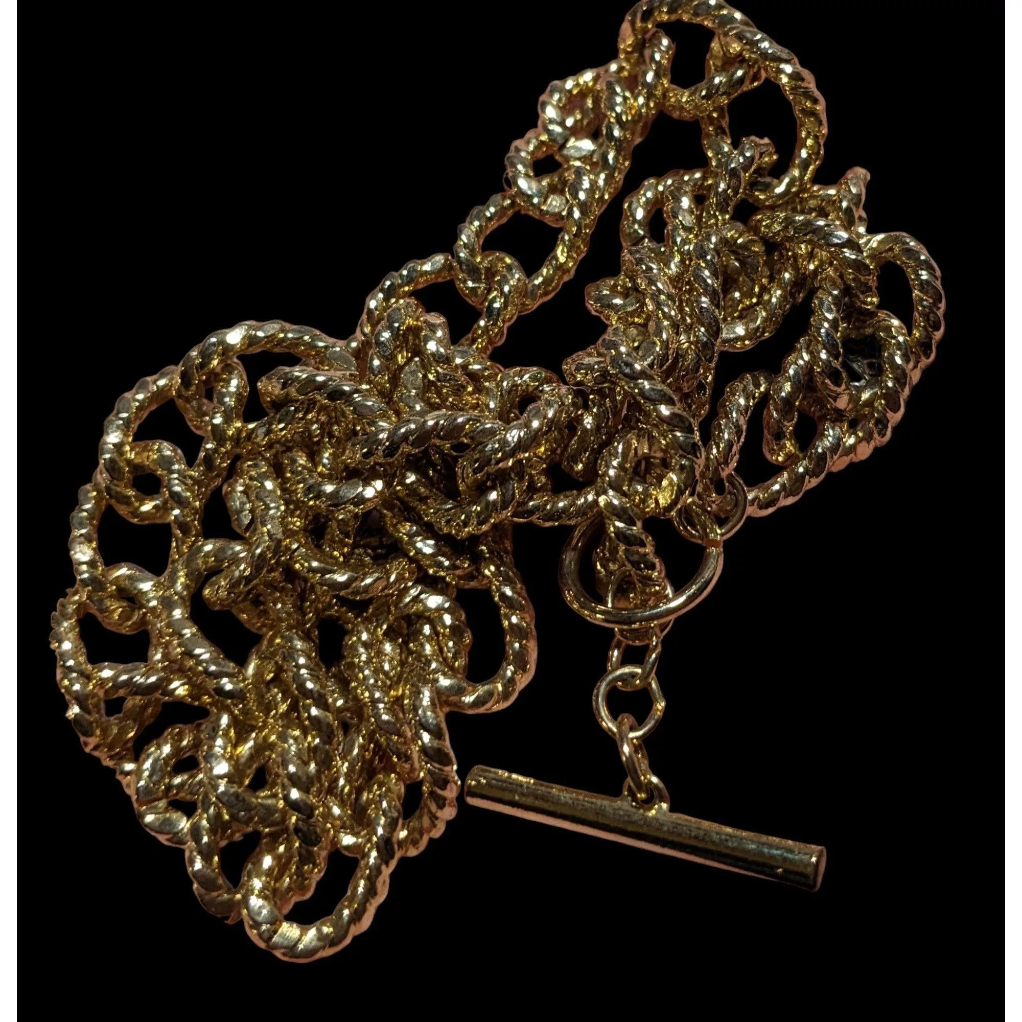 Other Necklaces Other Bright Gold Textured Link Toggle Necklace