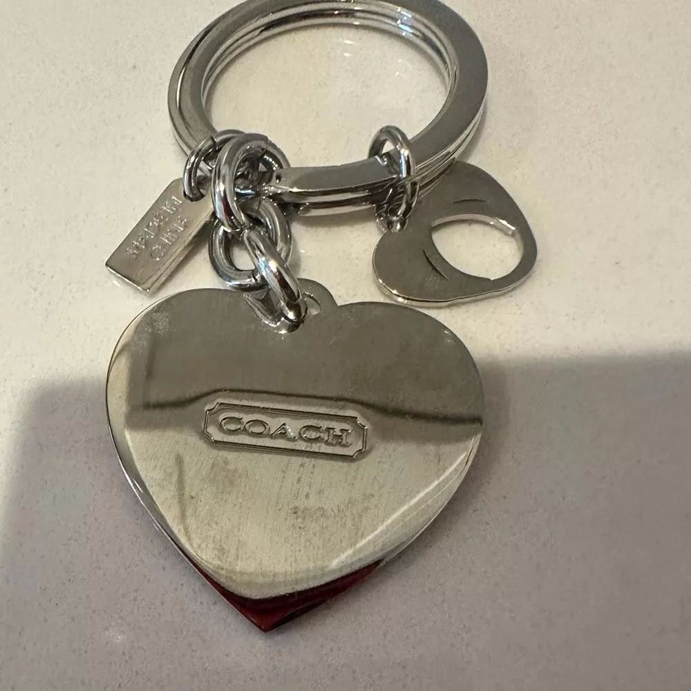 Coach Miscellaneous COACH Silver Poppy Graffiti Enamel Hearts Keychain Bag Charm
