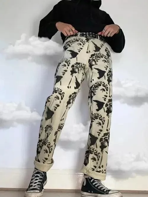 Jean Casual Pants Men's White Avant-Garde
