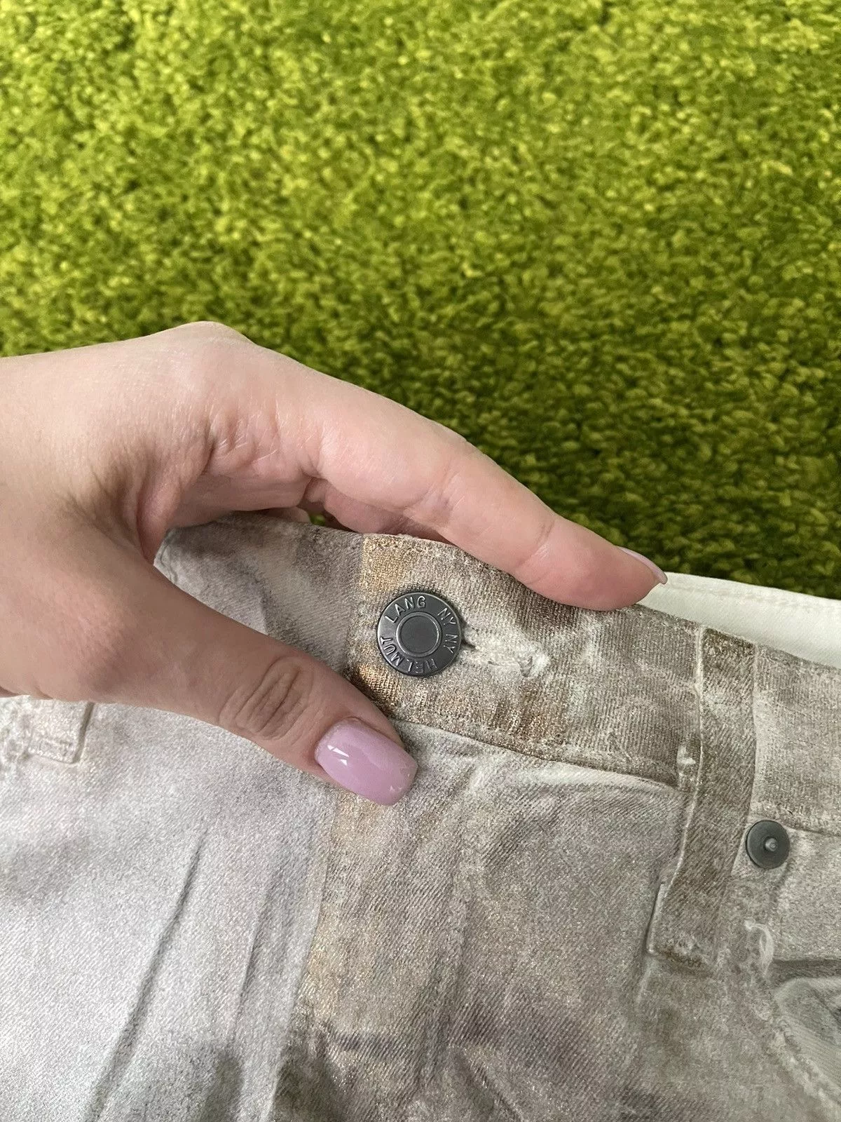 Helmut Lang Jeans Helmut Lang × Vintage Helmut Lang avant garde silver glittered waxed jeans denim Gray Avant-Garde