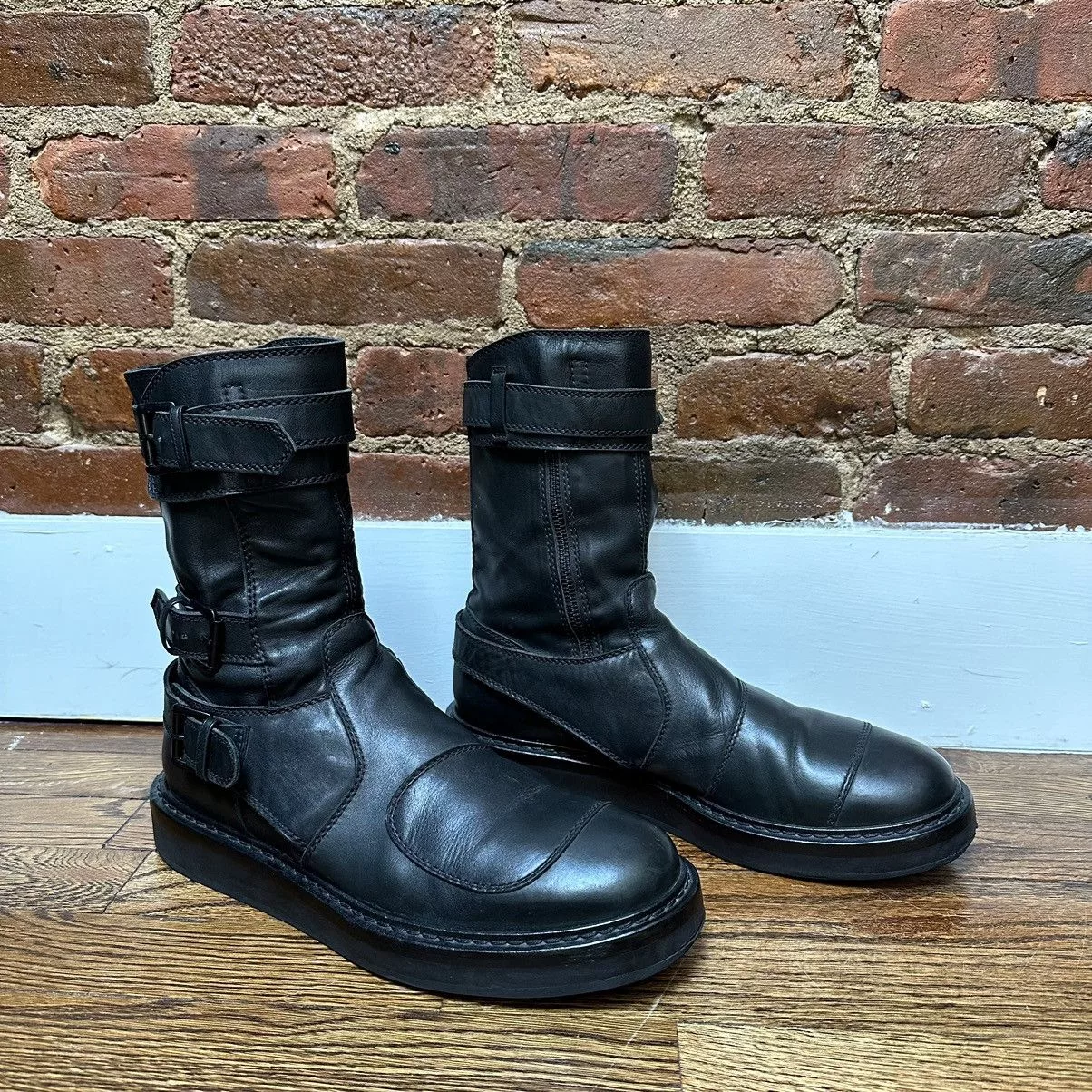 Ann Demeulemeester Boots Ann Demeulemeester Black Leather Space Motorcycle Boots