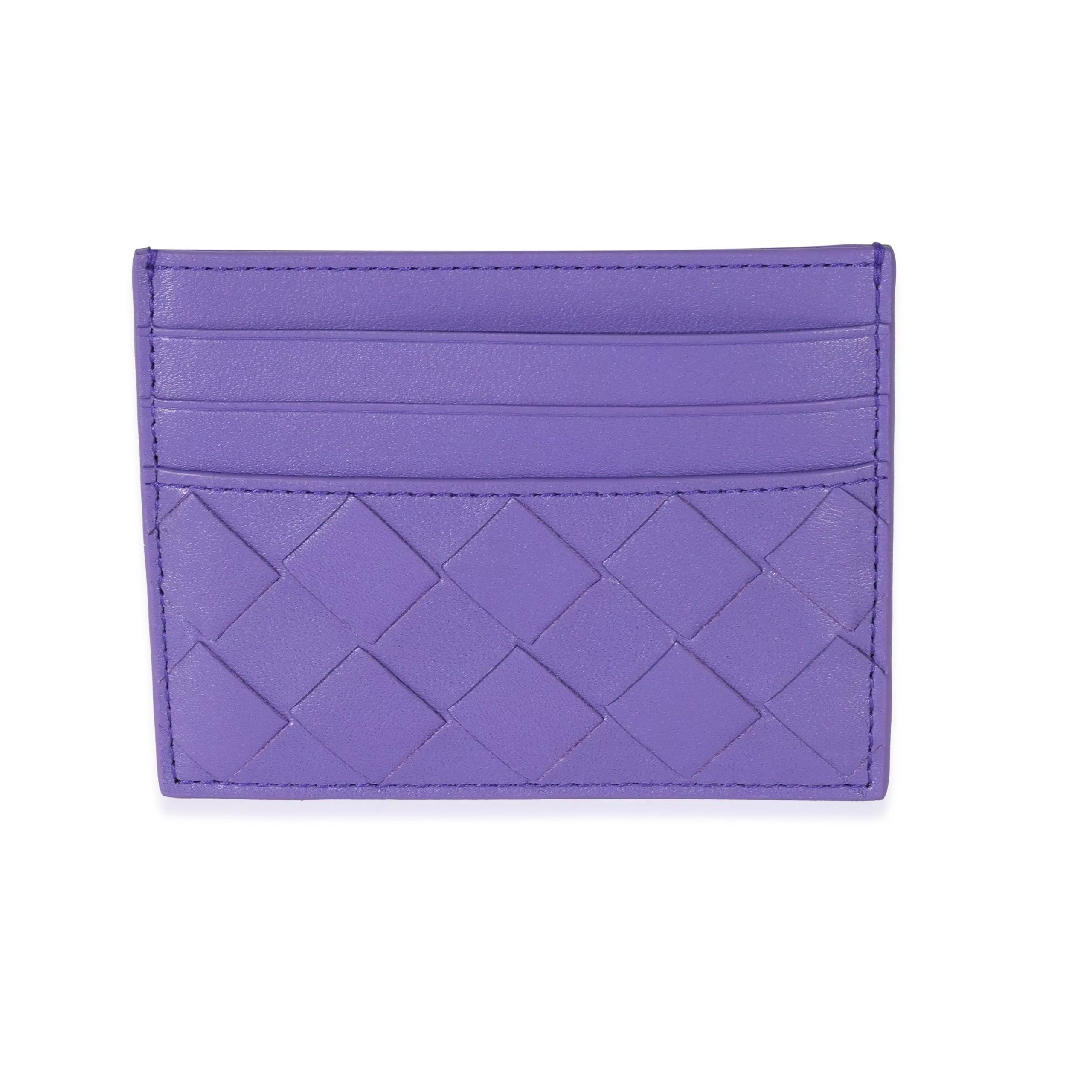 Bottega Veneta Rings Bottega Veneta Purple Intrecciato Lambskin Credit Card Case Brown
