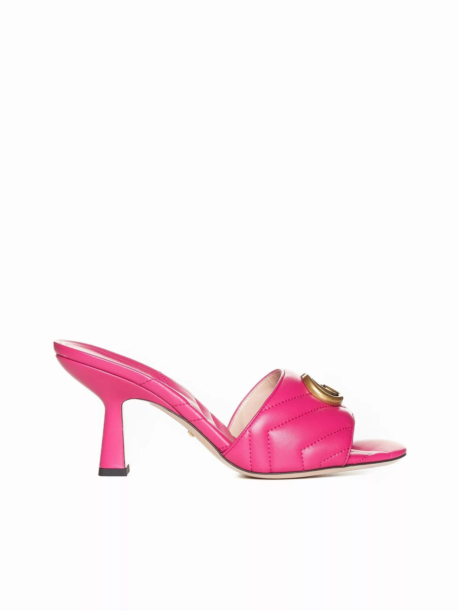 Gucci Miscellaneous Gucci Double G Leather Slide Sandals SIZE 38.5 Pink