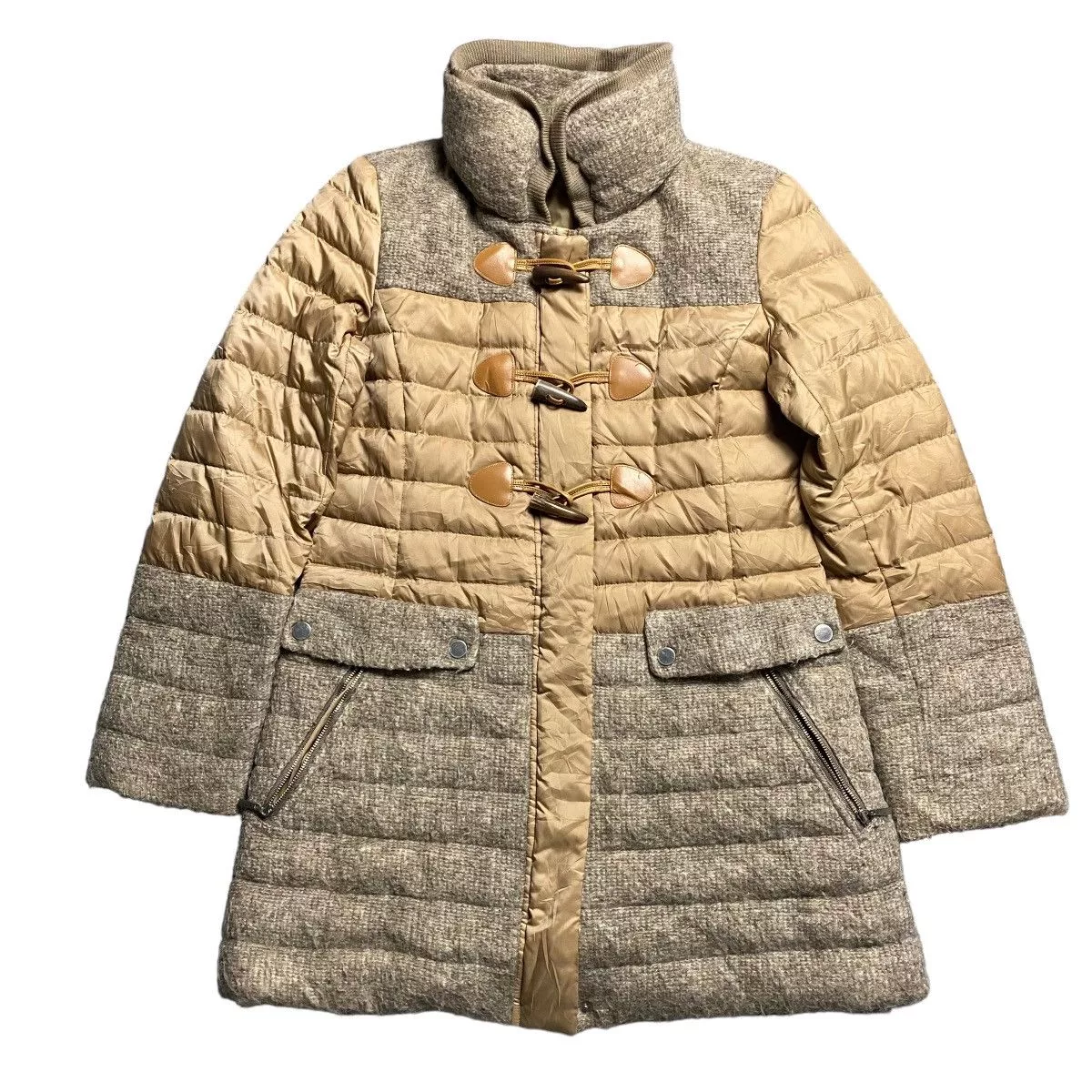 Japanese Brand Light Jackets Japanese Brand × Krizia Uomo Evex By Krizia Wool & Nylon Blend Duffle Coat Brown Avant-Garde