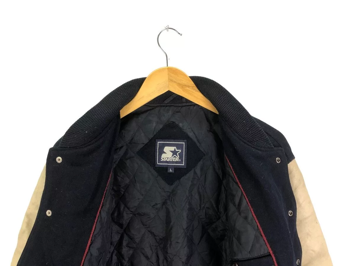 Starter Bombers Starter × Vintage Vintage Varsity Jacket Starter Spell out Embroidery Leather Blue