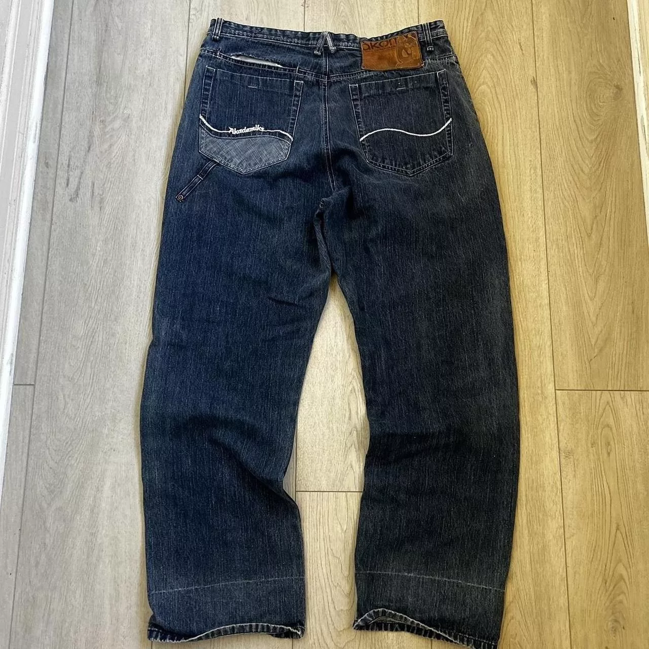 Akademiks Denim Akademiks Y2k baggy embroidered jeans Blue