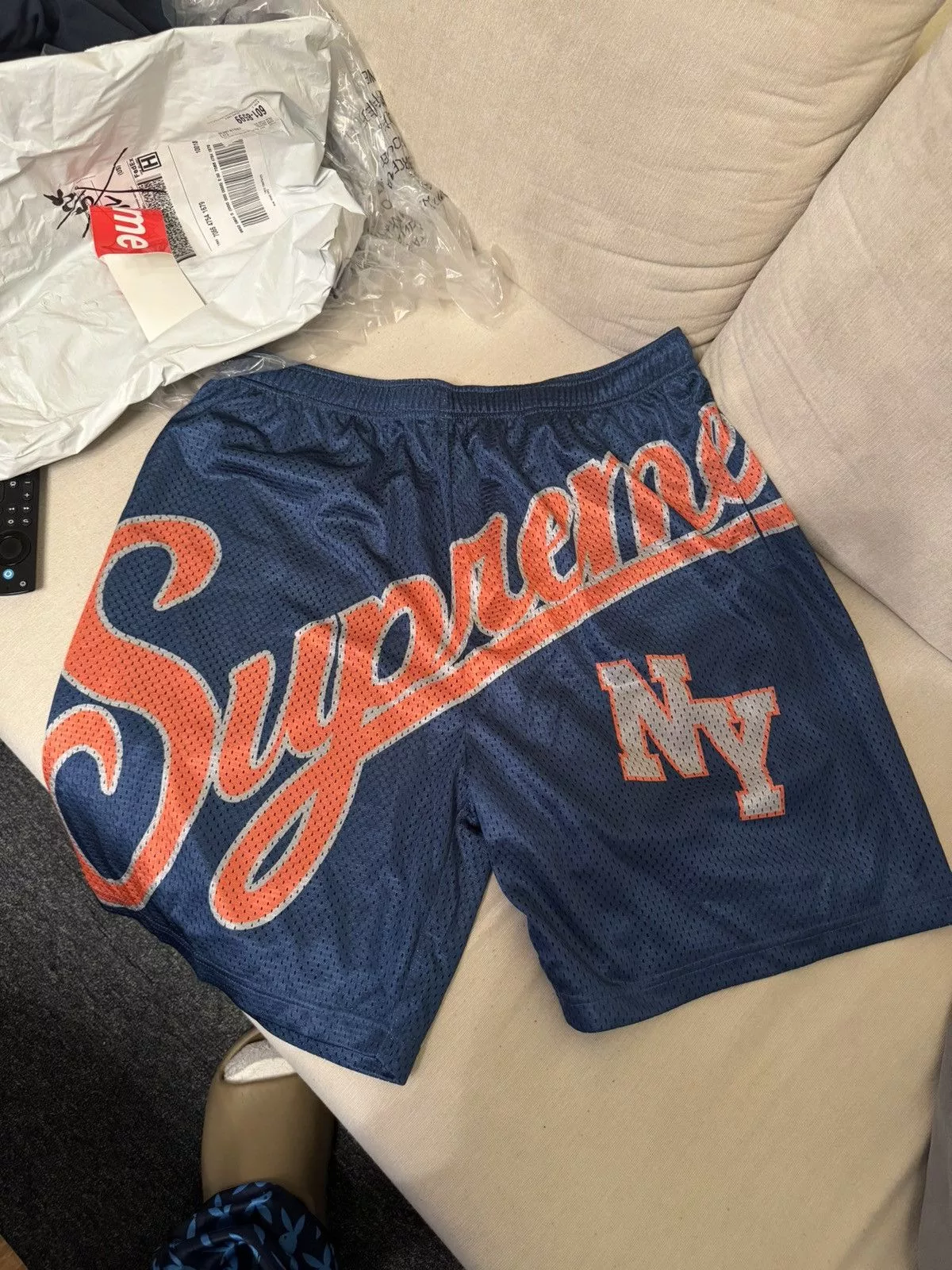 Supreme Shorts Supreme Big Script Mesh Shorts Blue