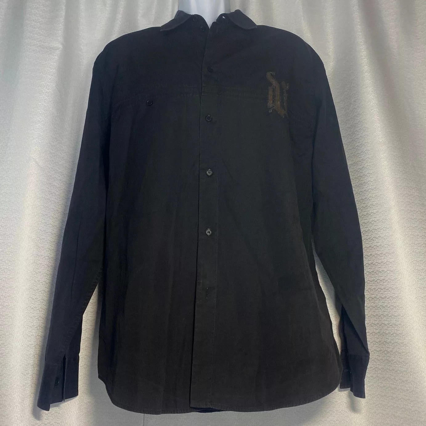 Versace Shirts Button Ups Gianni Versace Vintage Black Long Sleeve Shirt men sz 52