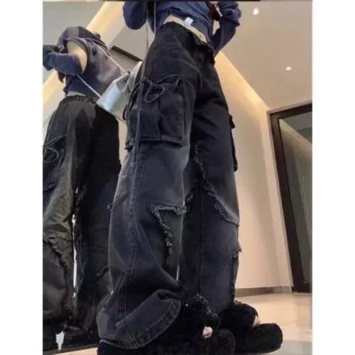 Jean Jeans Black Denim Cargo Jeans