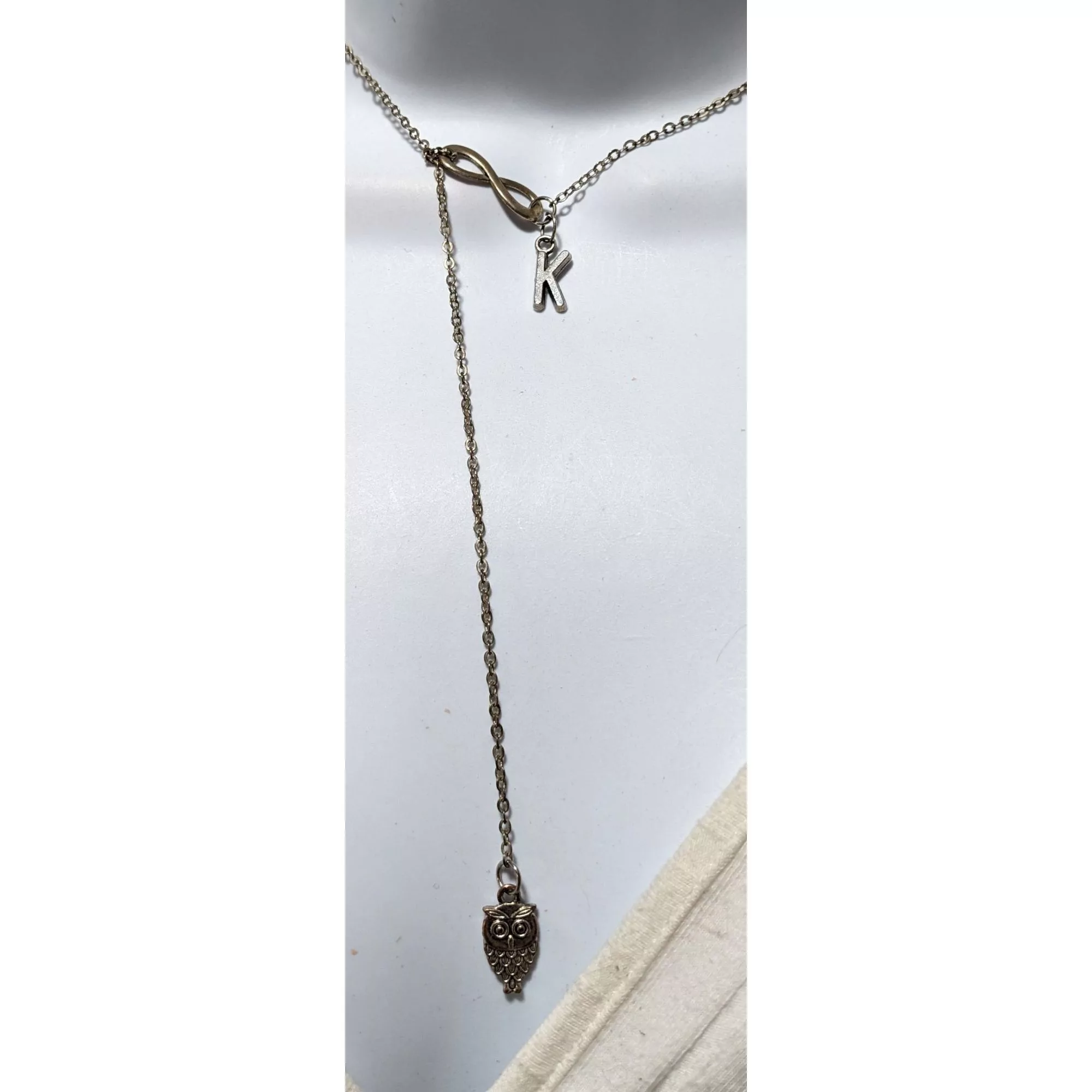 Other Necklaces Other Infinity Owl Initial Drop Necklace Silver